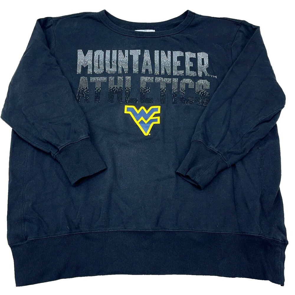 West Virginia Mountaineers Sweatshirt Women XXL 2XL Black Crewneck Sweater WVU N